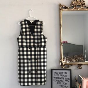 1901 plaid black & white dress